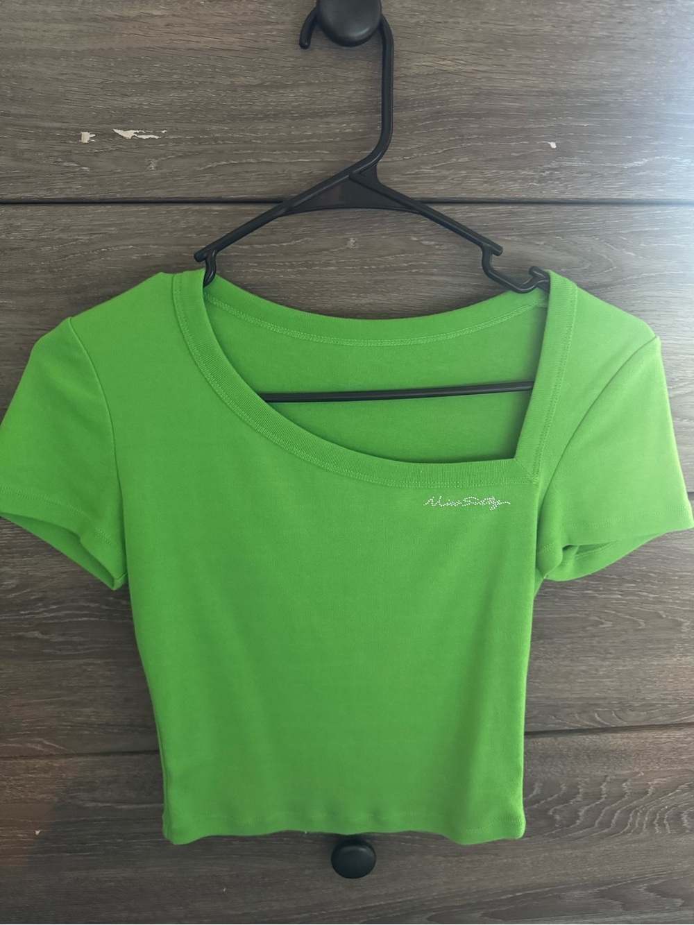Miss Sixty Y2K Lime Green Asymmetric Crop Top XS